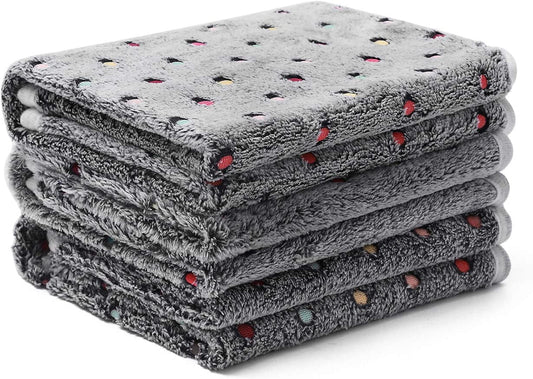 1 Pack 3 Blankets Super Soft Cute Dot Pattern Pet Blanket Flannel Throw for Dog Puppy Cat Dot Grey Medium